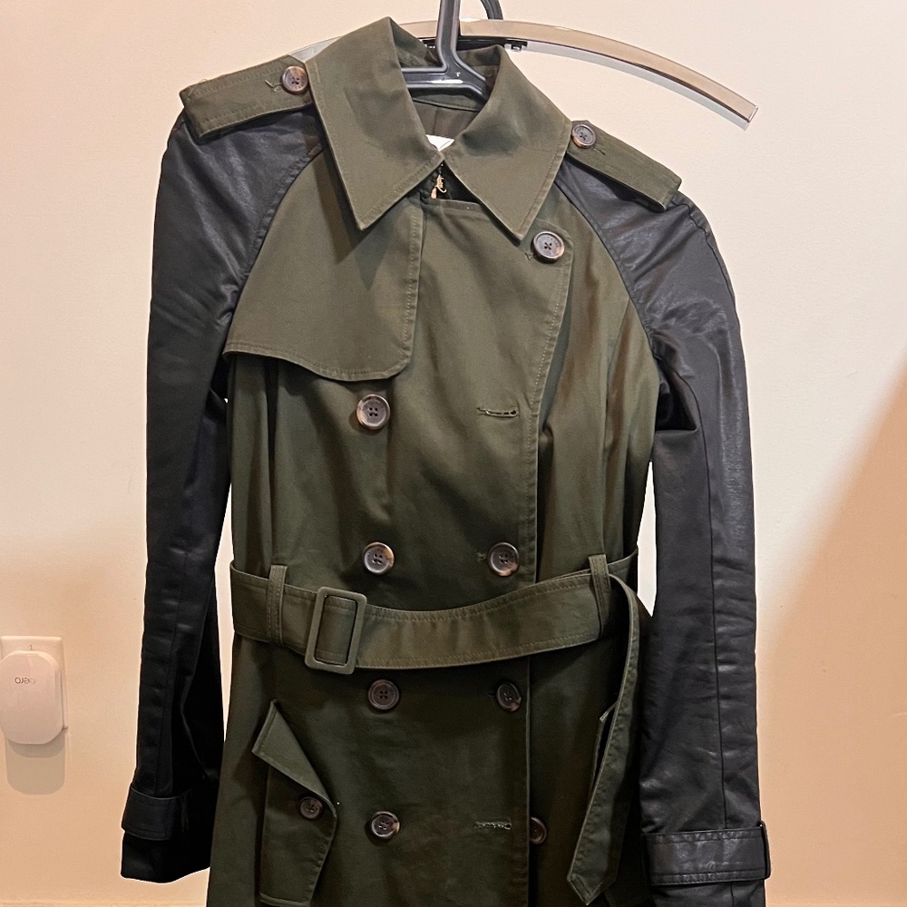 Used Altuzarra Olive/Black Belted Trench Coat XS